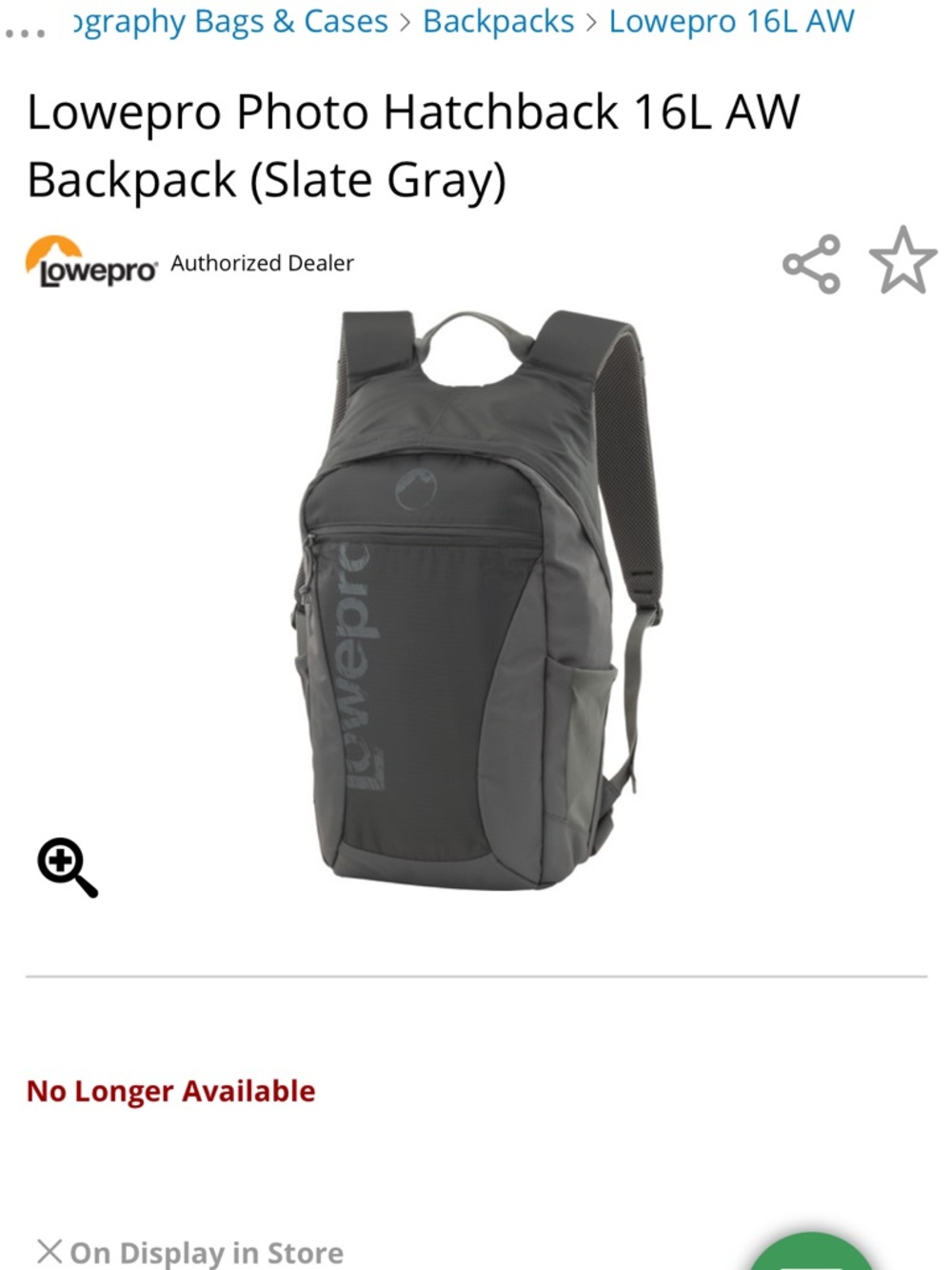 Lowepro Slate Gray Photo Hatchback 16L AW Backpack